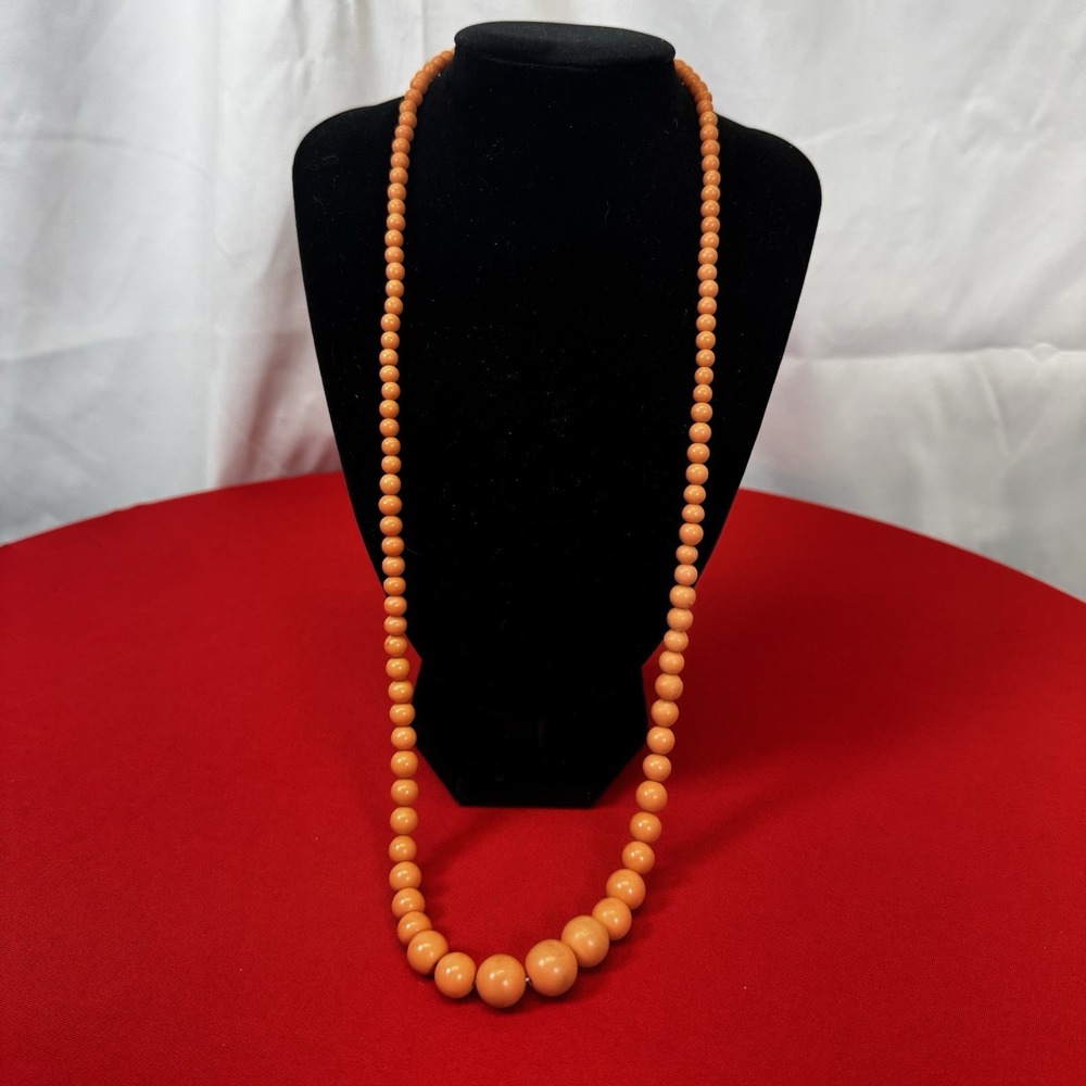 Vintage Light Orange/Peach Acrylic 14" Beads - No‎ Clasp
